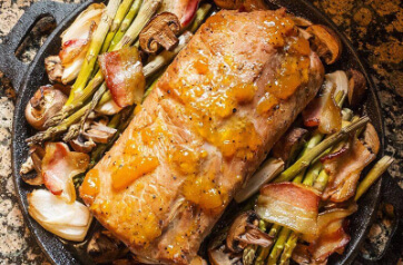 Peach Brined Pork Loin & Savory Vegetables