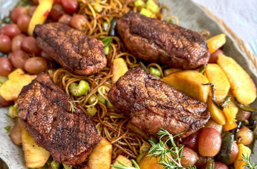 Smoked Duck with Maple Glazed Fruit